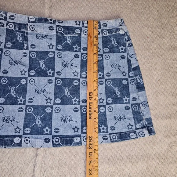 Dolls Kill x Bratz Blue Checkered Denim Mini Skirt Womens Small NEW - Picture 5 of 7